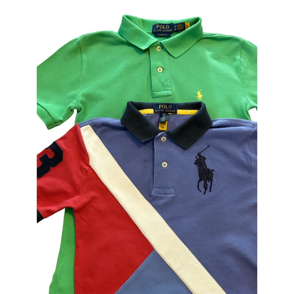 Lot of 2 Polo Ralph Lauren Boys Polo Shirts Size Small 8 Rugby Preppy Old Money